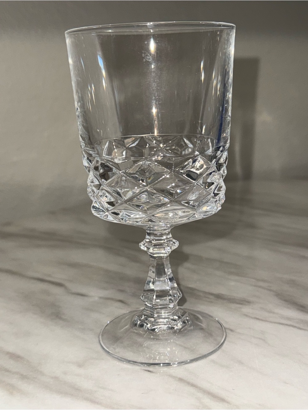 Cristal D’Arques-Durand Diamond Crystal water goblet Diamond cut pattern bowl